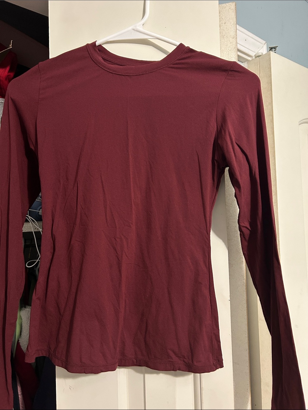 No Boundaries Long Sleeve Crewneck Top - Burgundy